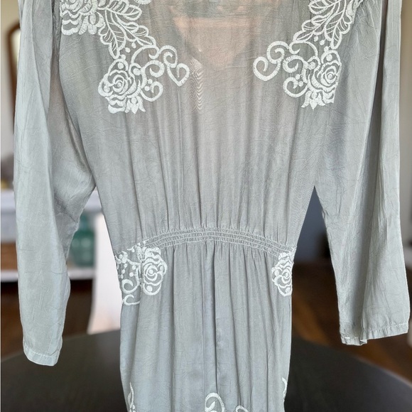 JOHNNY WAS Embroidered Blouse Shirt Tunic L Sage - Picture 4 of 8